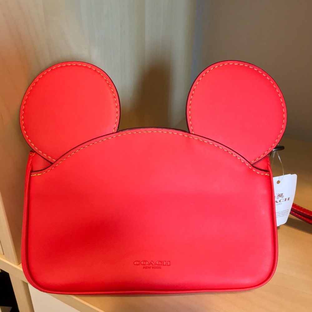 Take 40% Off Disney Coach Red Mickey Wristlet NWTs